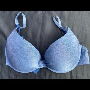 Blue twist push-up bra
